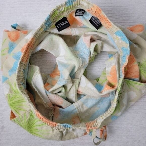 🏖🌴 90s ERIKA Vintage Aloha Resort Hawaiian Tropical Floral Shorts Size Medium - Picture 7 of 9